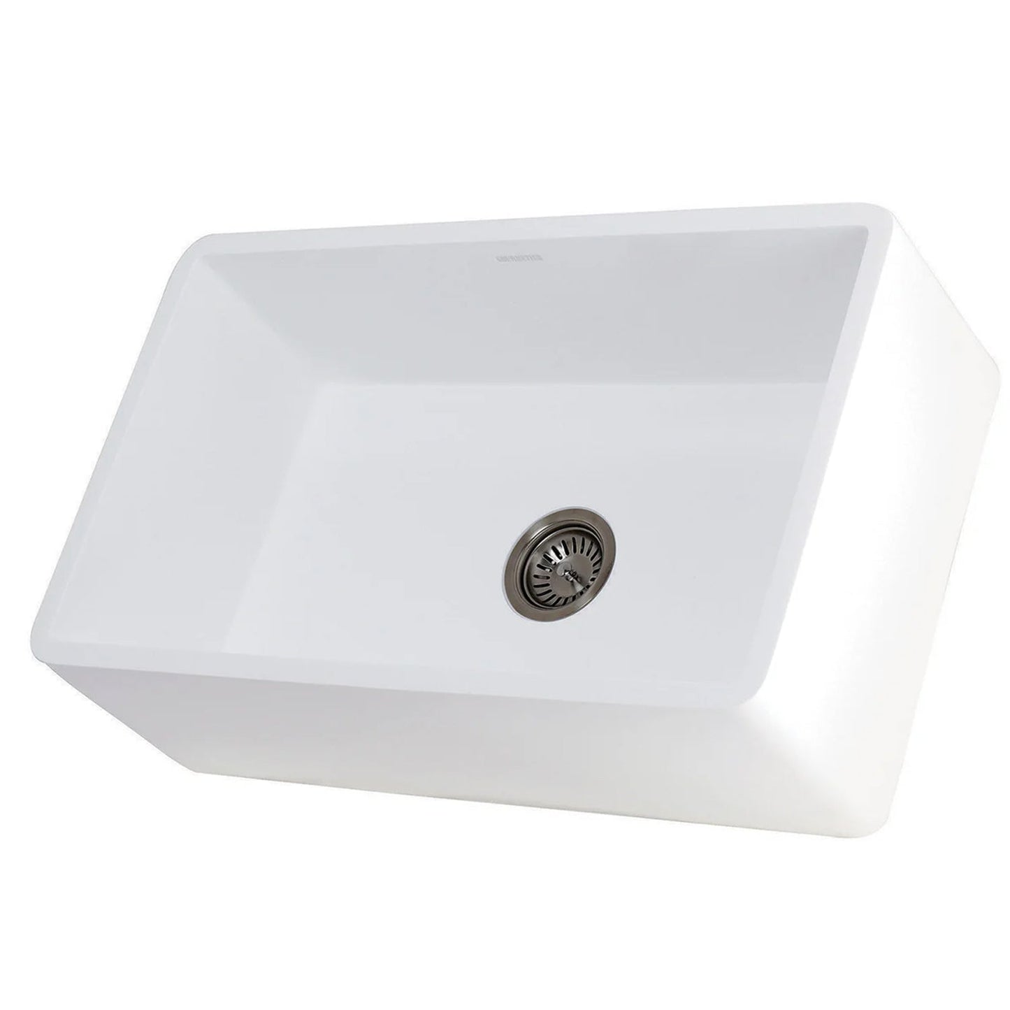 Arcticstone 30" x 18" x 9-9/16" Solid Surface White Stone Apron-Front Single Bowl Undermount Farmhouse Kitchen Sink