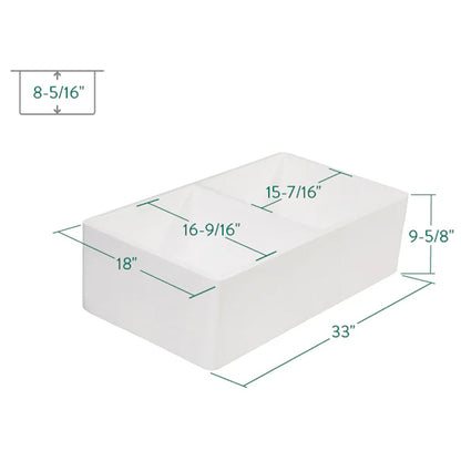 Arcticstone 33" x 18" x 9-5/8" Solid Surface White Stone Double Bowl Undermount Farmhouse Kitchen Sink