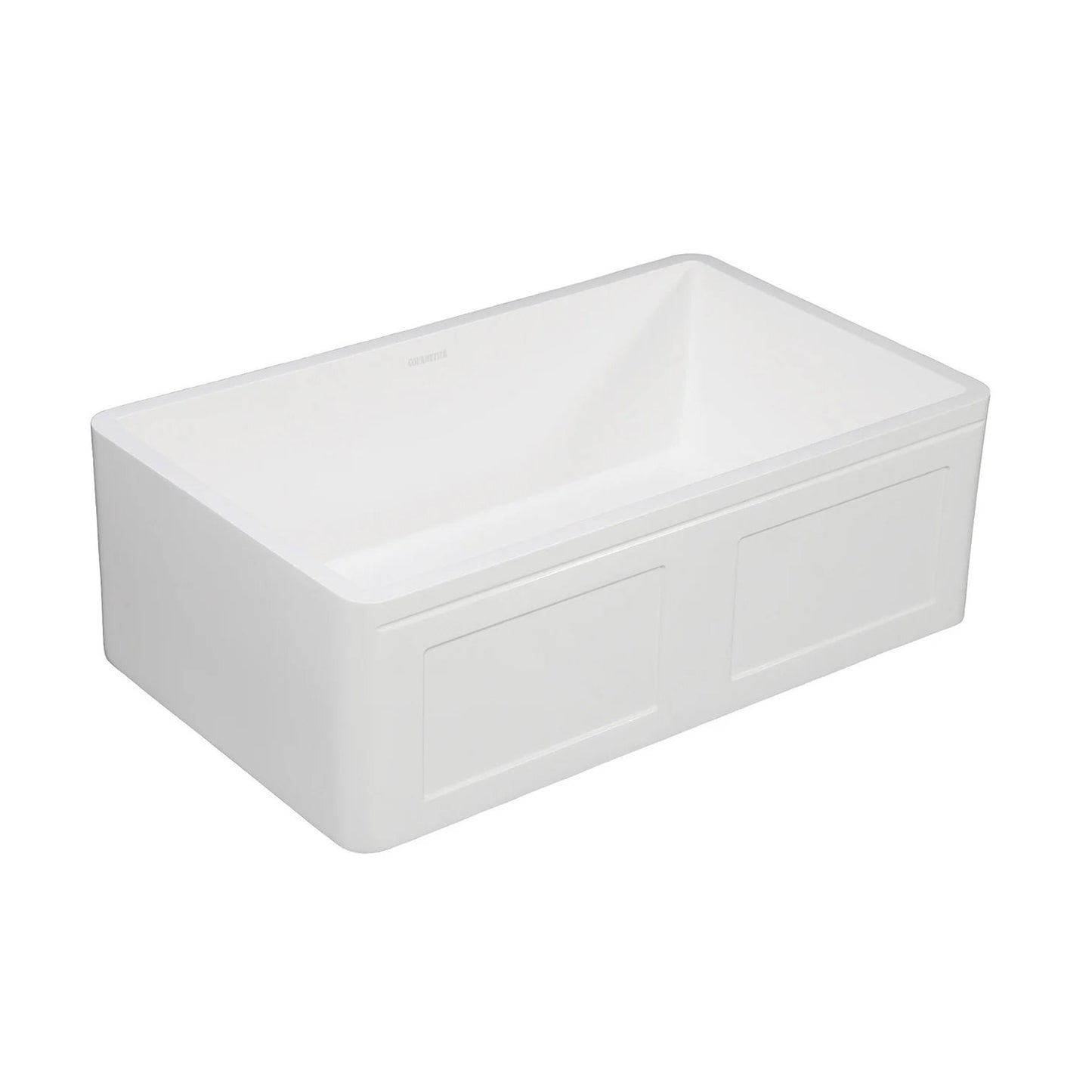 Arcticstone 33" x 18" x 9-9/16" Solid Surface White Stone Apron-Front Single Bowl Undermount Farmhouse Kitchen Sink