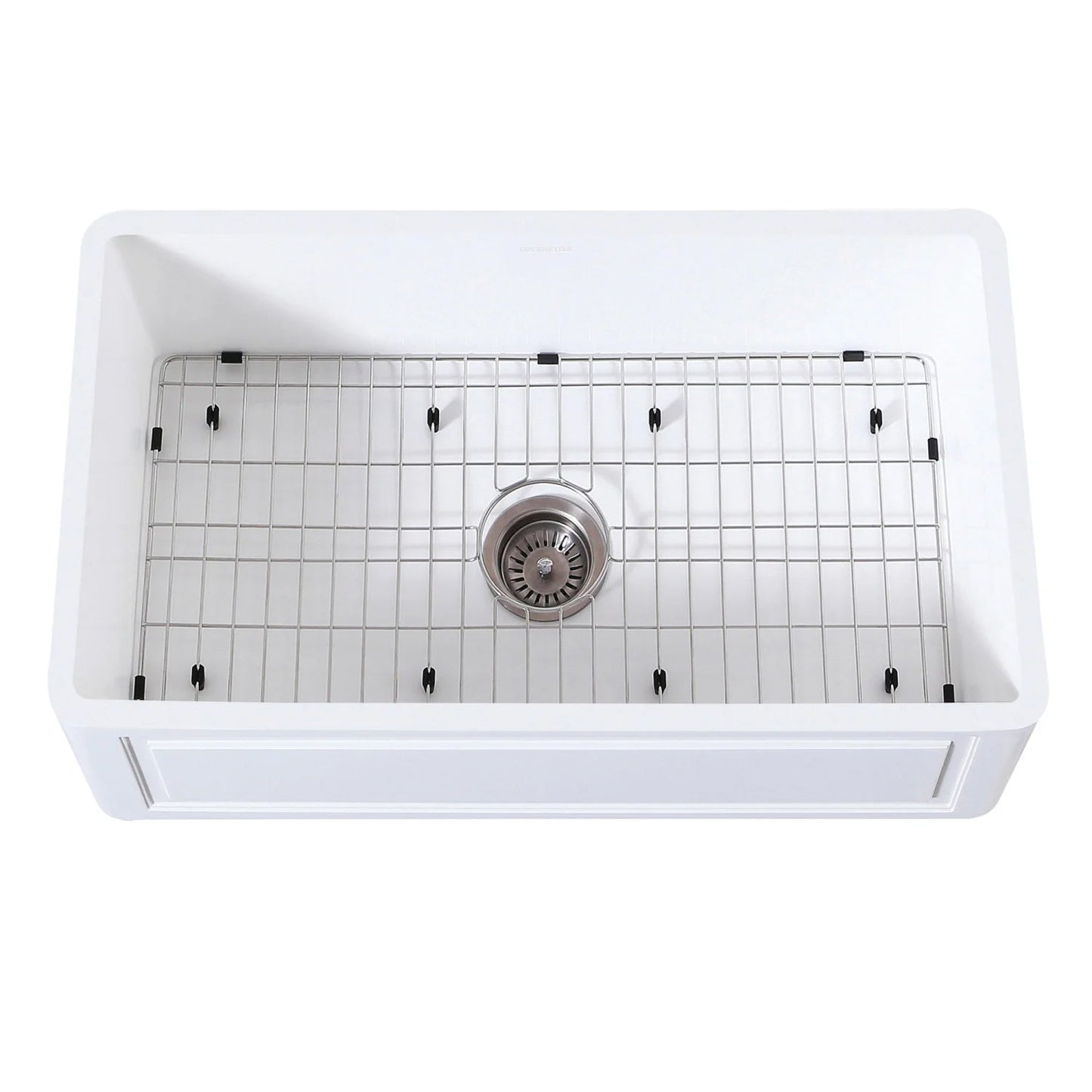 Arcticstone 33" x 18" x 9-9/16" Solid Surface White Stone Apron-Front Single Bowl Undermount Farmhouse Kitchen Sink