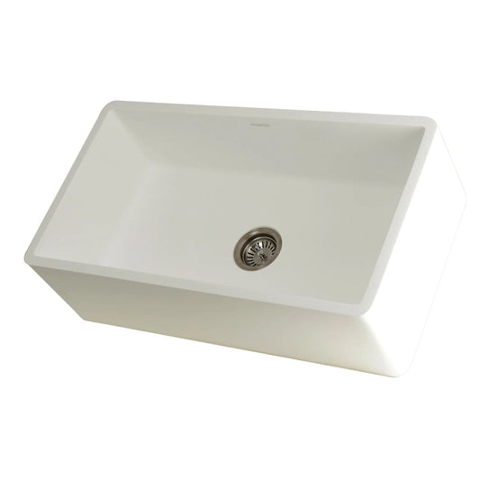 Arcticstone 33" x 18" x 9-9/16" White Stone Apron-Front Single Bowl Farmhouse Kitchen Sink