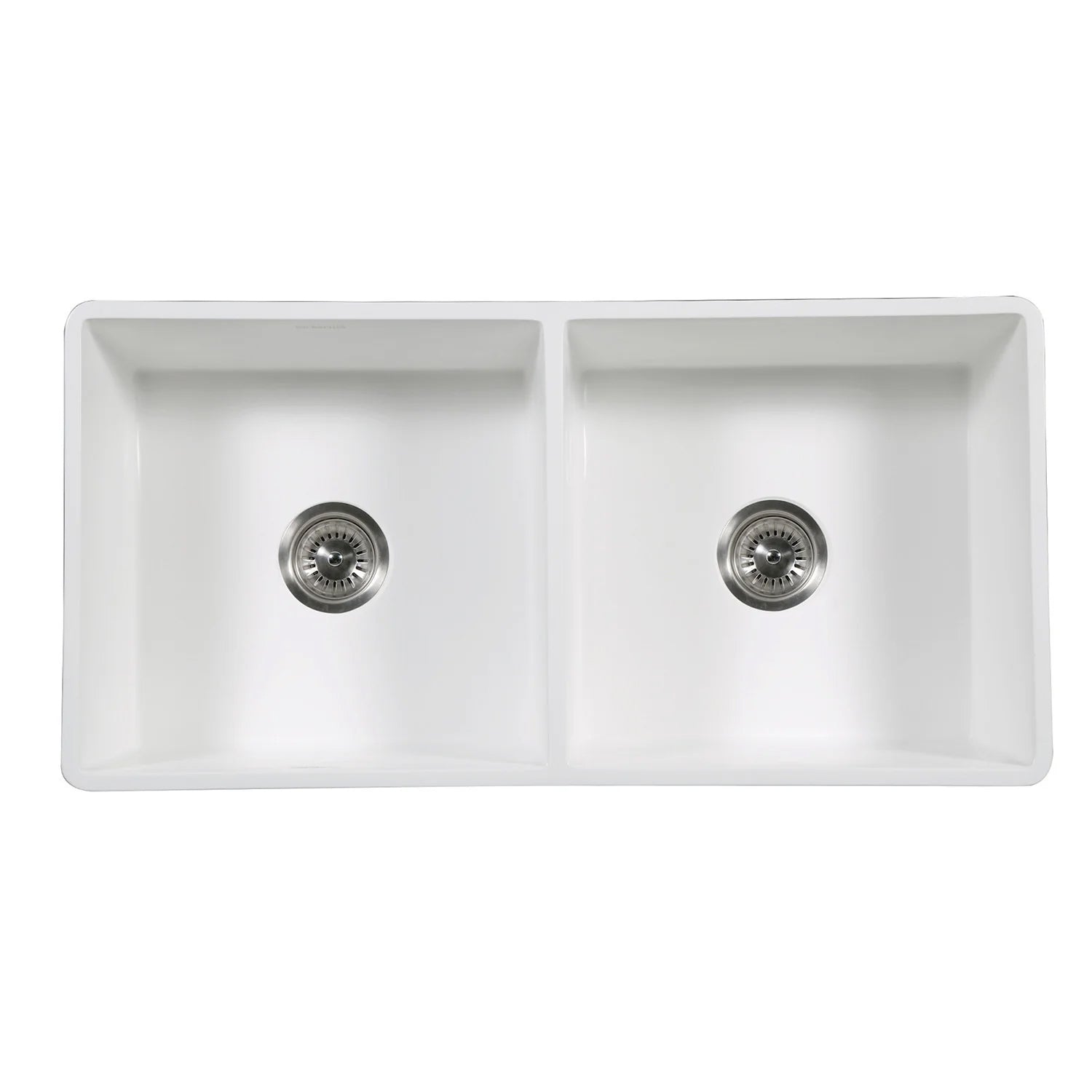 Arcticstone 36" x 18" 9-5/8" Solid Surface White Stone Apron-Front Double Bowl Undermount Farmhouse Kitchen Sink