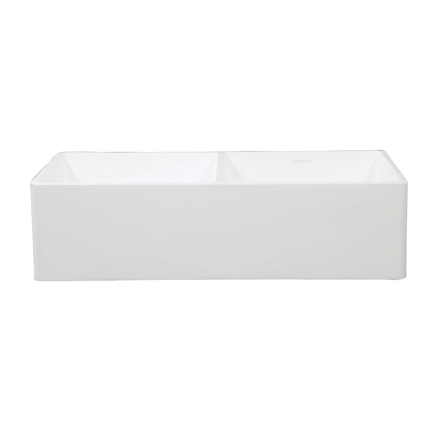 Arcticstone 36" x 18" x 9-5/8" Solid Surface White Stone Apron-Front Double Bowl Undermount Farmhouse Kitchen Sink