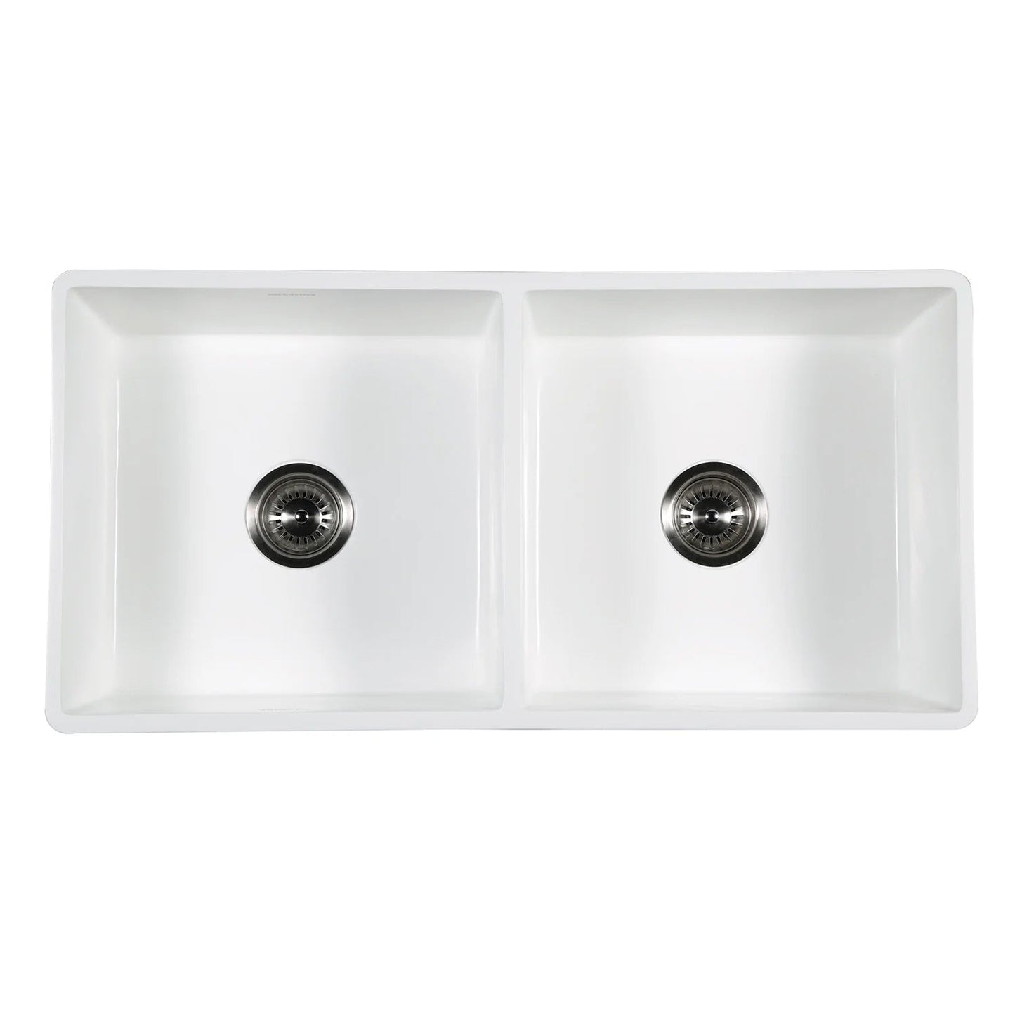 Arcticstone 36" x 18" x 9-5/8" Solid Surface White Stone Apron-Front Double Bowl Undermount Farmhouse Kitchen Sink