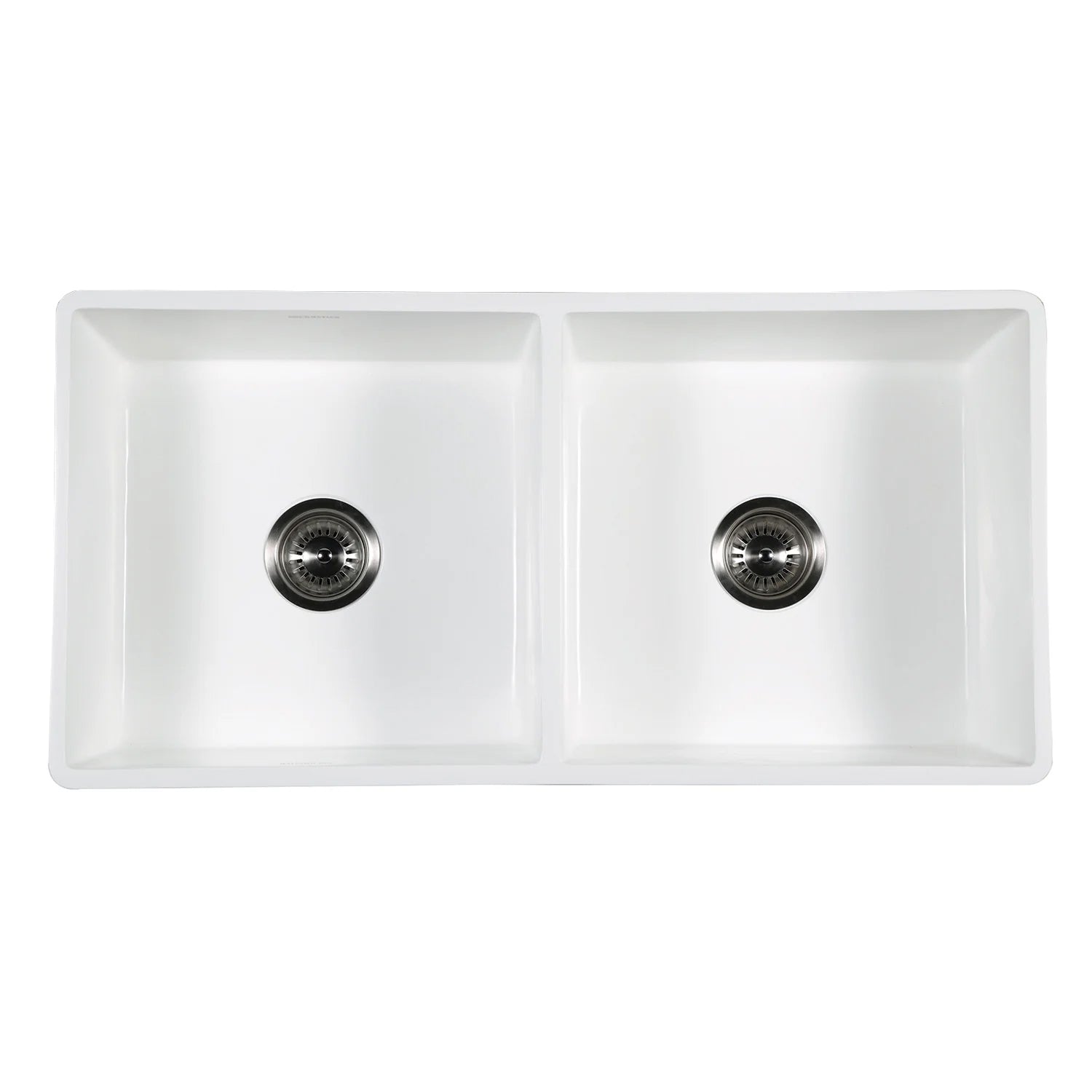 Arcticstone 36" x 18" x 9-5/8" Solid Surface White Stone Apron-Front Double Bowl Undermount Farmhouse Kitchen Sink