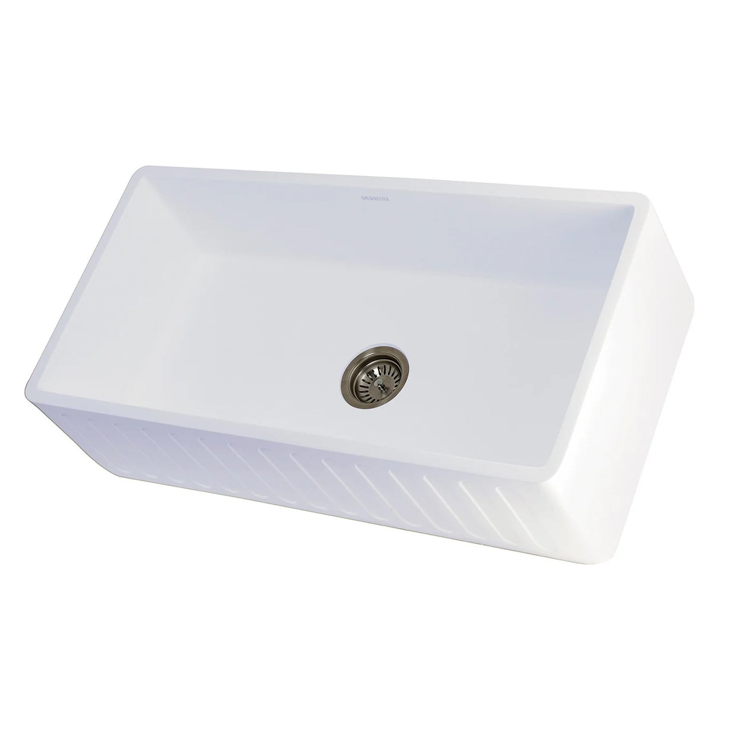 Arcticstone 36" x 18" x 9-9/16" Solid Surface Matte White Stone Apron-Front Single Bowl Undermount Farmhouse Kitchen Sink