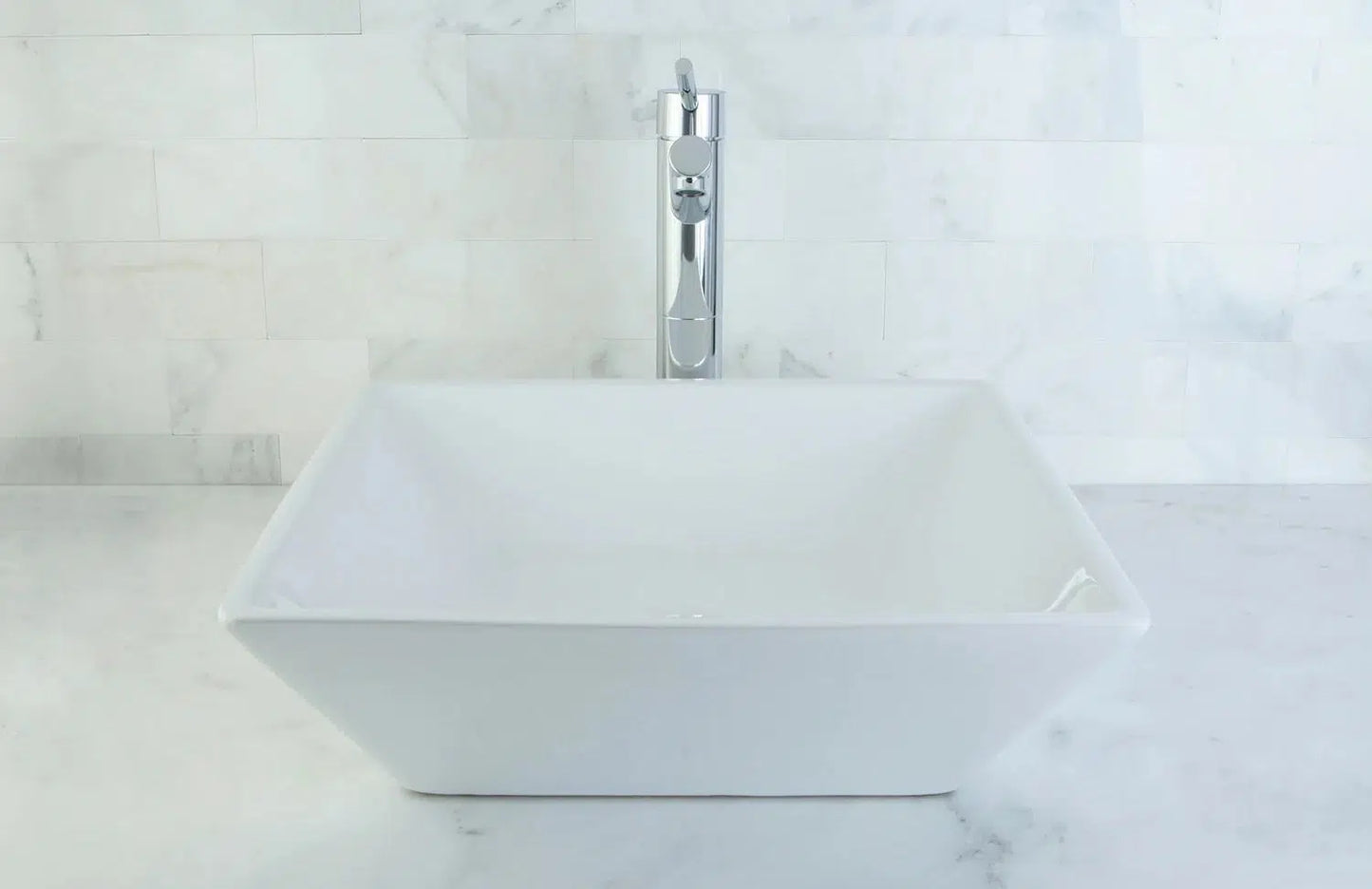 Artisan Square White Ceramic Vessel Sink