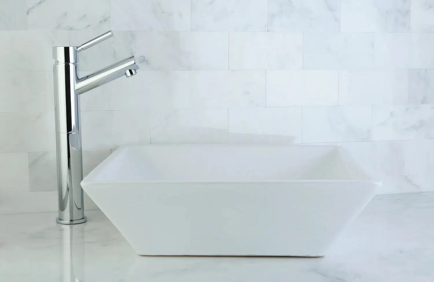 Artisan Square White Ceramic Vessel Sink