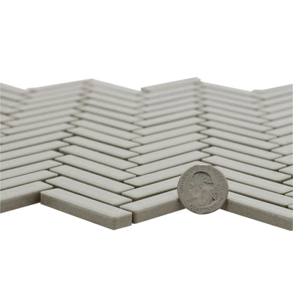 Bedrosians 90 Collection Off White (1/2" x 2" Pieces) 11" x 12.25" Porcelain Mosaic Tile