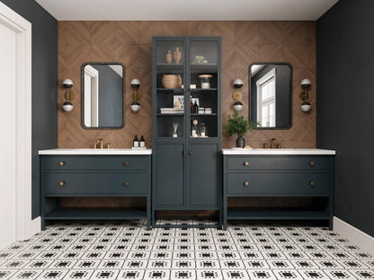 Bedrosians Atrium Collection Nero Marquina, Bardiglio & Myra Beige 15.75" x 15.75" Matte Marble Mosaic Tile