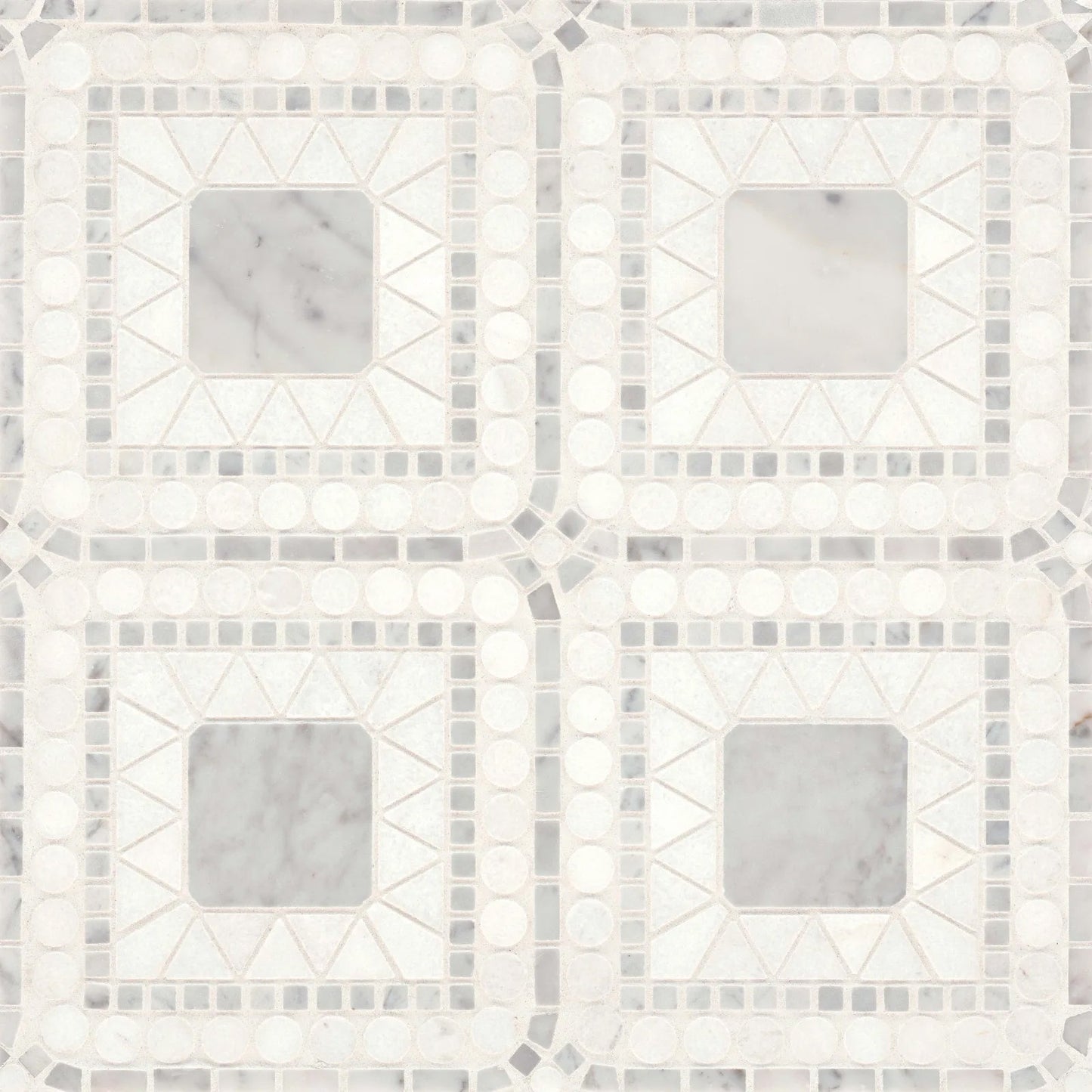 Bedrosians Atrium Collection White Carrara & White Thassos 15.75" x 15.75" Matte Marble Mosaic Tile