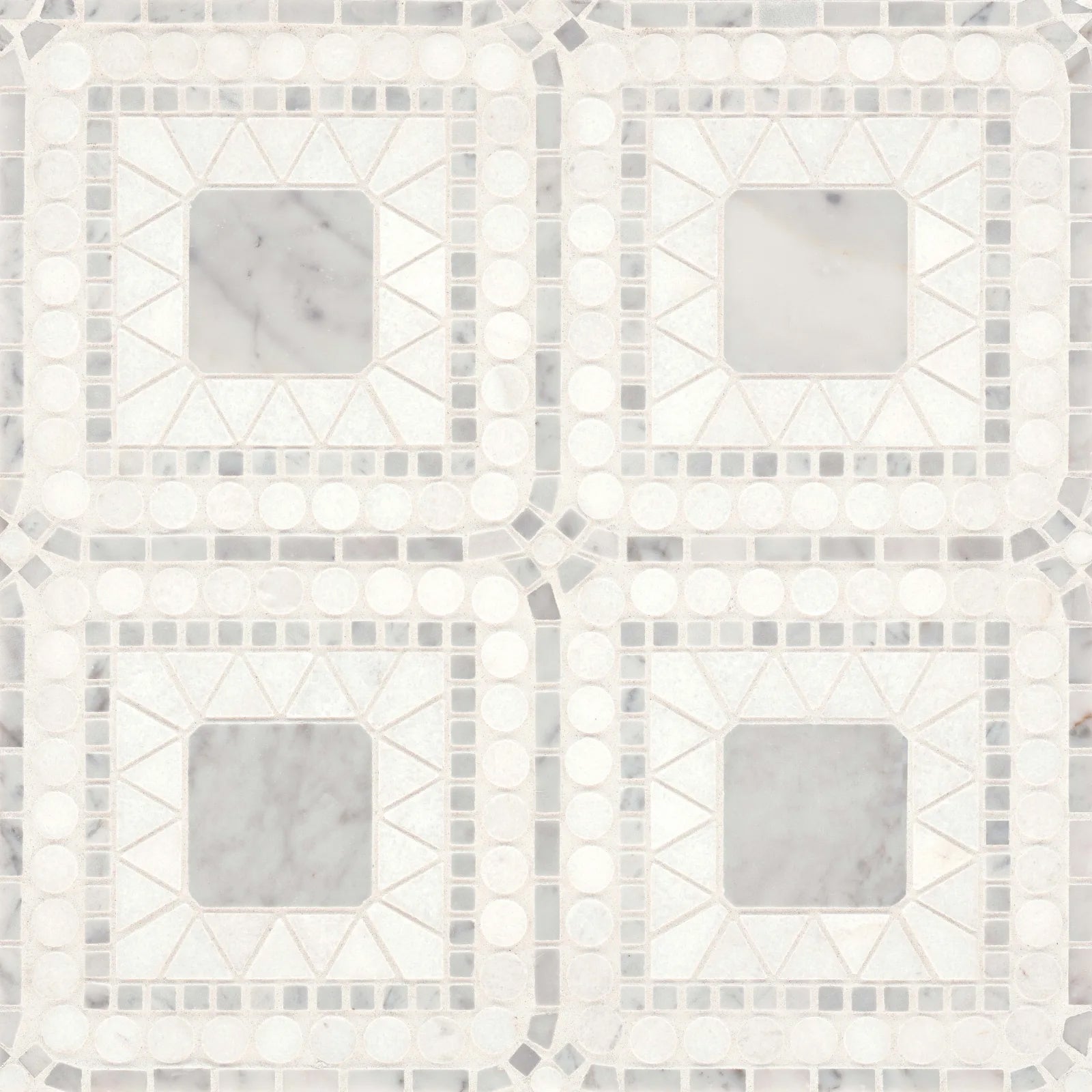 Bedrosians Atrium Collection White Carrara & White Thassos 15.75" x 15.75" Matte Marble Mosaic Tile