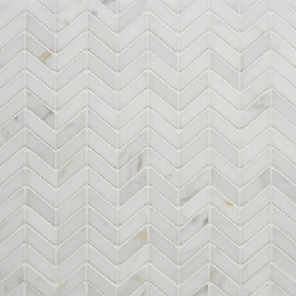 Bedrosians Calacatta Chevron 12.5" x 12.5" Honed Marble Mosaic Tile