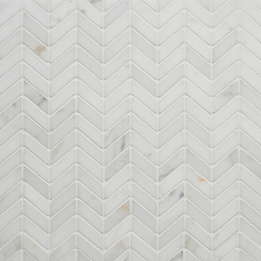 Bedrosians Calacatta Chevron 12.5" x 12.5" Honed Marble Mosaic Tile