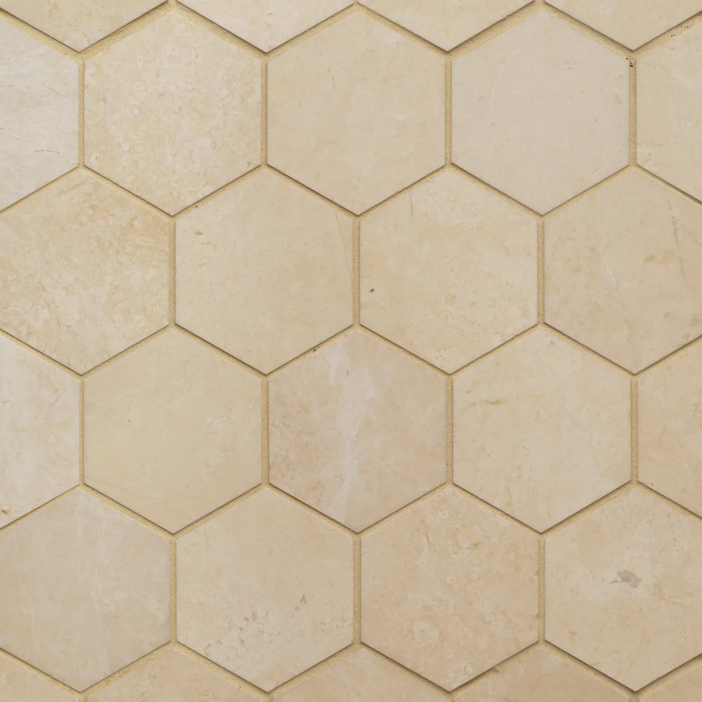 Bedrosians Caspian Bisque (3" Hexagon Pieces) 10.5" x 12" Honed Marble Mosaic Tile