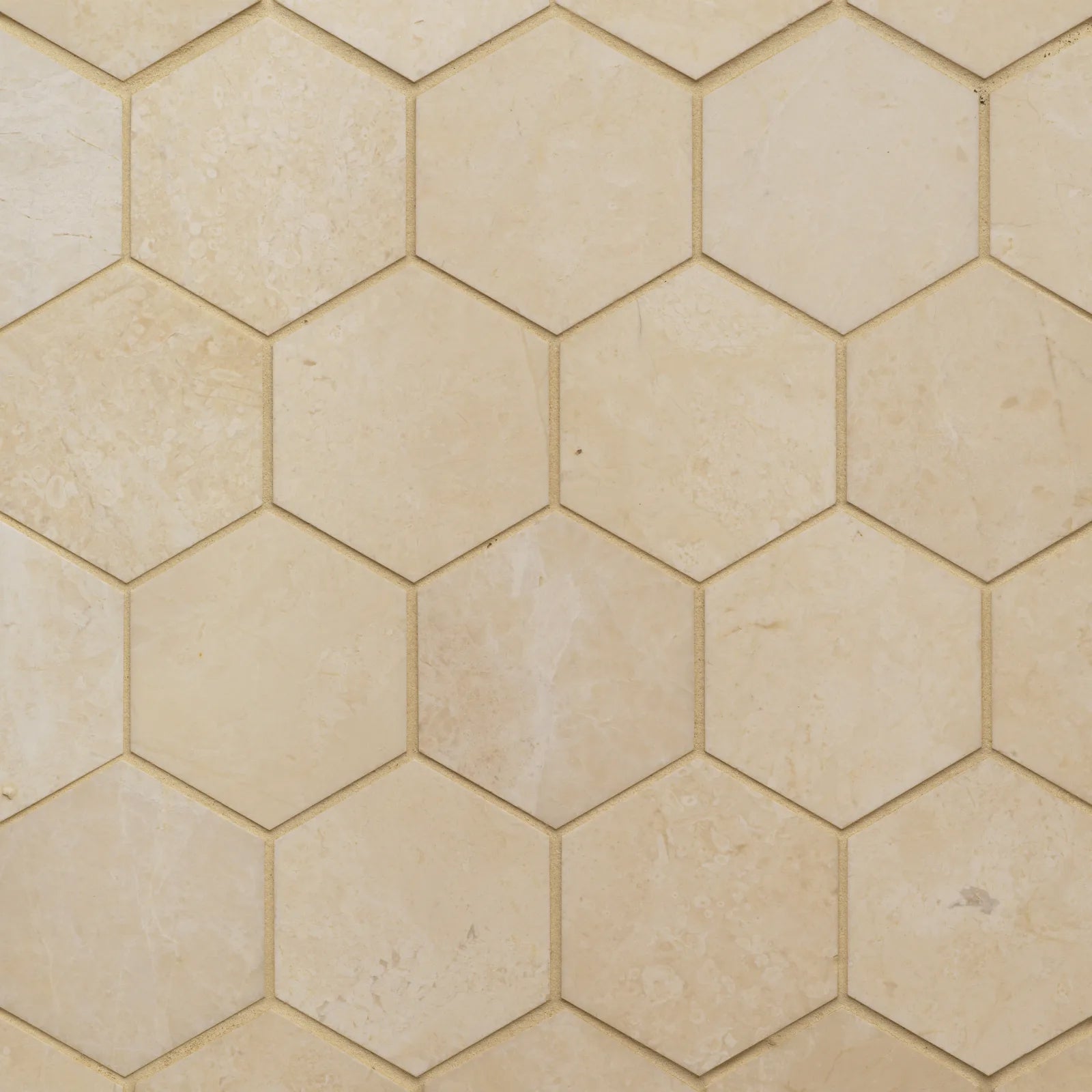 Bedrosians Caspian Bisque (3" Hexagon Pieces) 10.5" x 12" Honed Marble Mosaic Tile