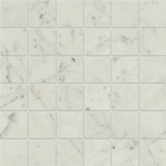 Bedrosians Classic 2.0 Collection Bianco Carrara (2" x 2" Pieces) 12" x 12" Matte Porcelain Mosaic Tile