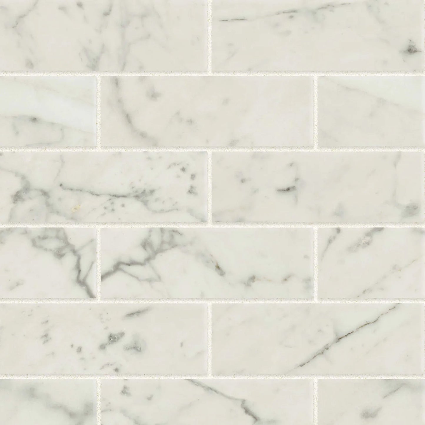 Bedrosians Classic 2.0 Collection Bianco Carrara (2" x 6" Pieces) 12" x 12" Polished Porcelain Mosaic Tile