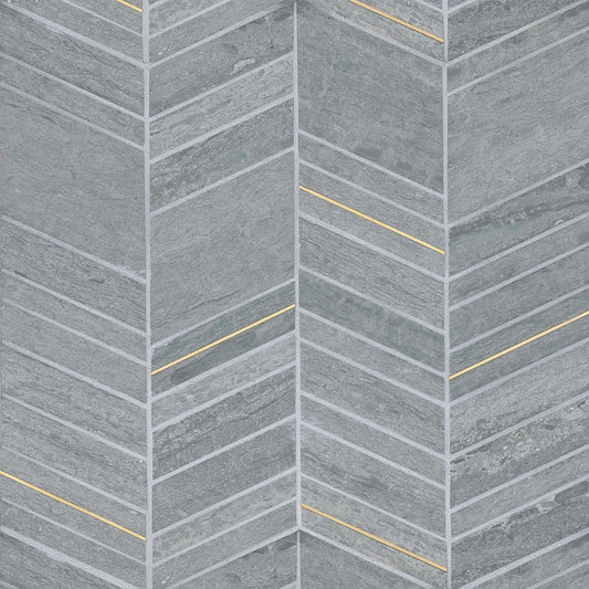 Bedrosians Ferrara Collection Argento 10.75" x 12" Chevron Marble Mosaic Tile