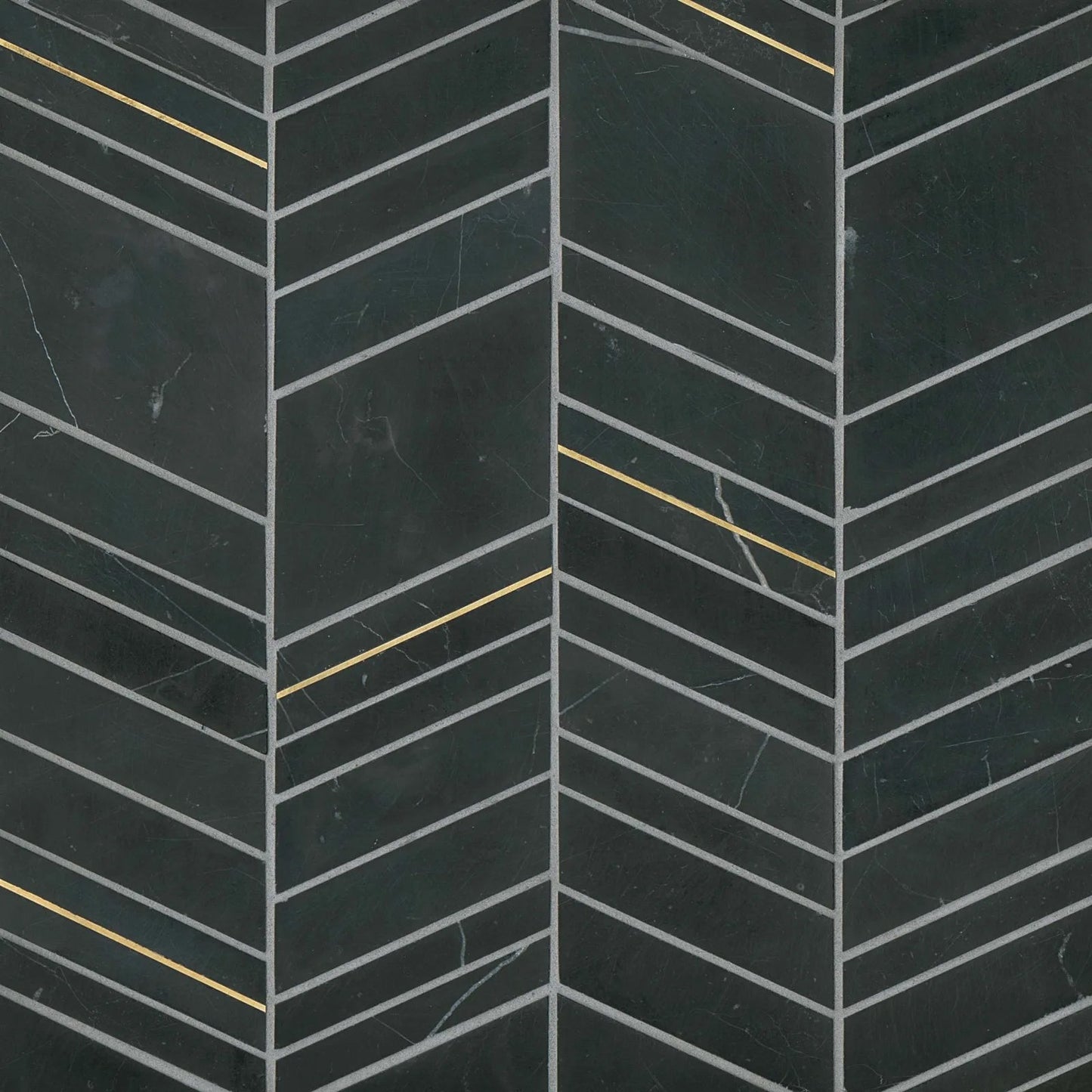 Bedrosians Ferrara Collection Nero 10.75" x 12" Chevron Marble Mosaic Tile