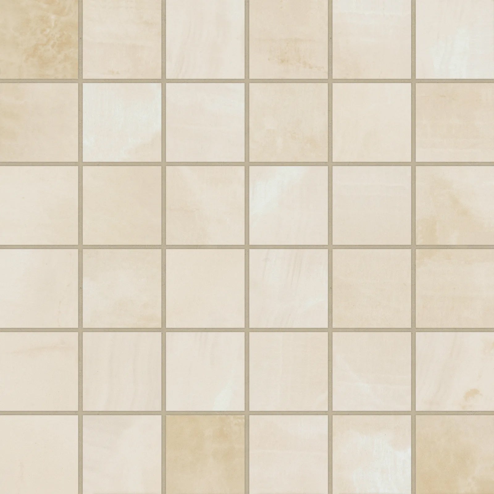 Bedrosians Gemma Collection Beige Onyx (2" x 2" Pieces) 12" x 12" Honed Porcelain Mosaic Tile