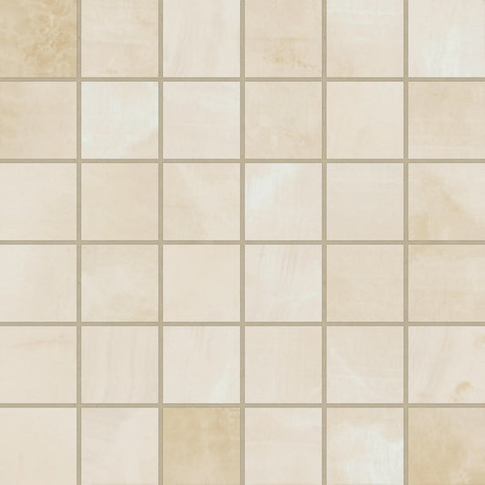 Bedrosians Gemma Collection Beige Onyx (2" x 2" Pieces) 12" x 12" Honed Porcelain Mosaic Tile