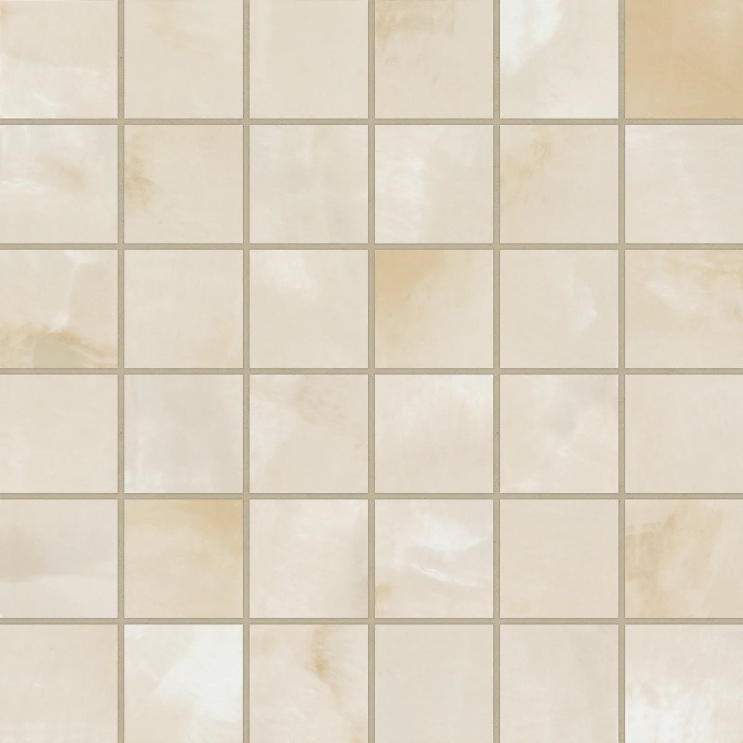 Bedrosians Gemma Collection Beige Onyx (2" x 2" Pieces) 12" x 12" Polished Porcelain Mosaic Tile