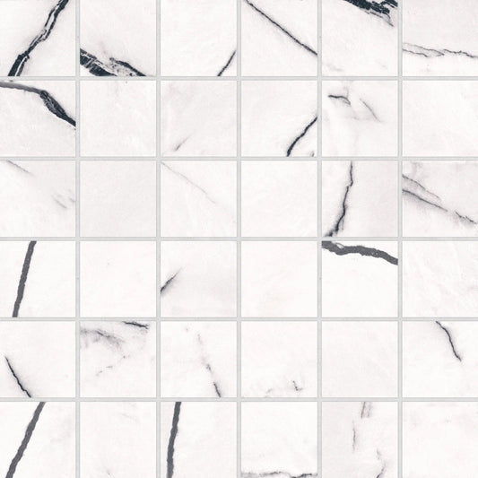 Bedrosians Gemma Collection Bianca (2" x 2" Pieces) 12" x 12" Honed Porcelain Mosaic Tile