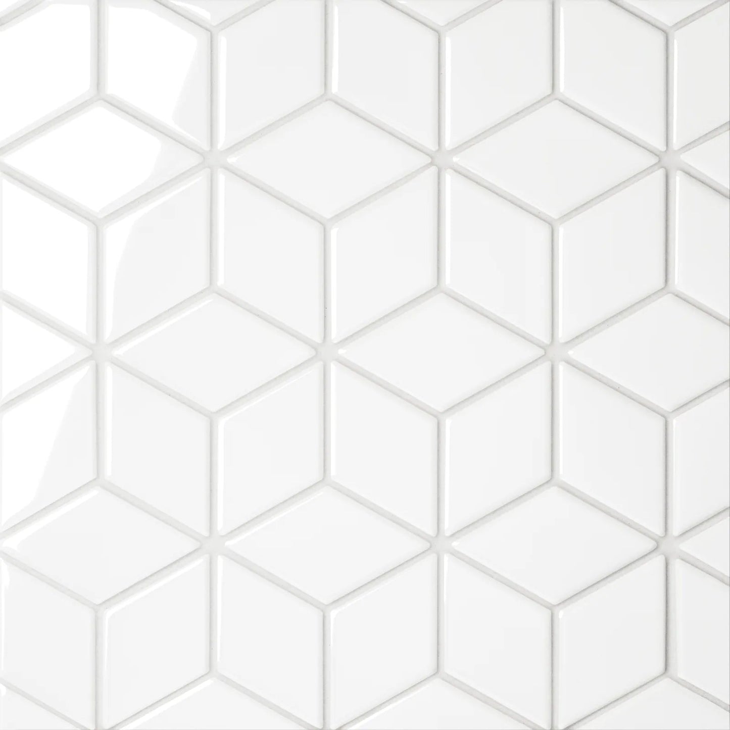 Bedrosians Le Cafe Collection White Diamond (2" x 3" Pieces) 10.75" x 12.25" Glossy Porcelain Mosaic Tile