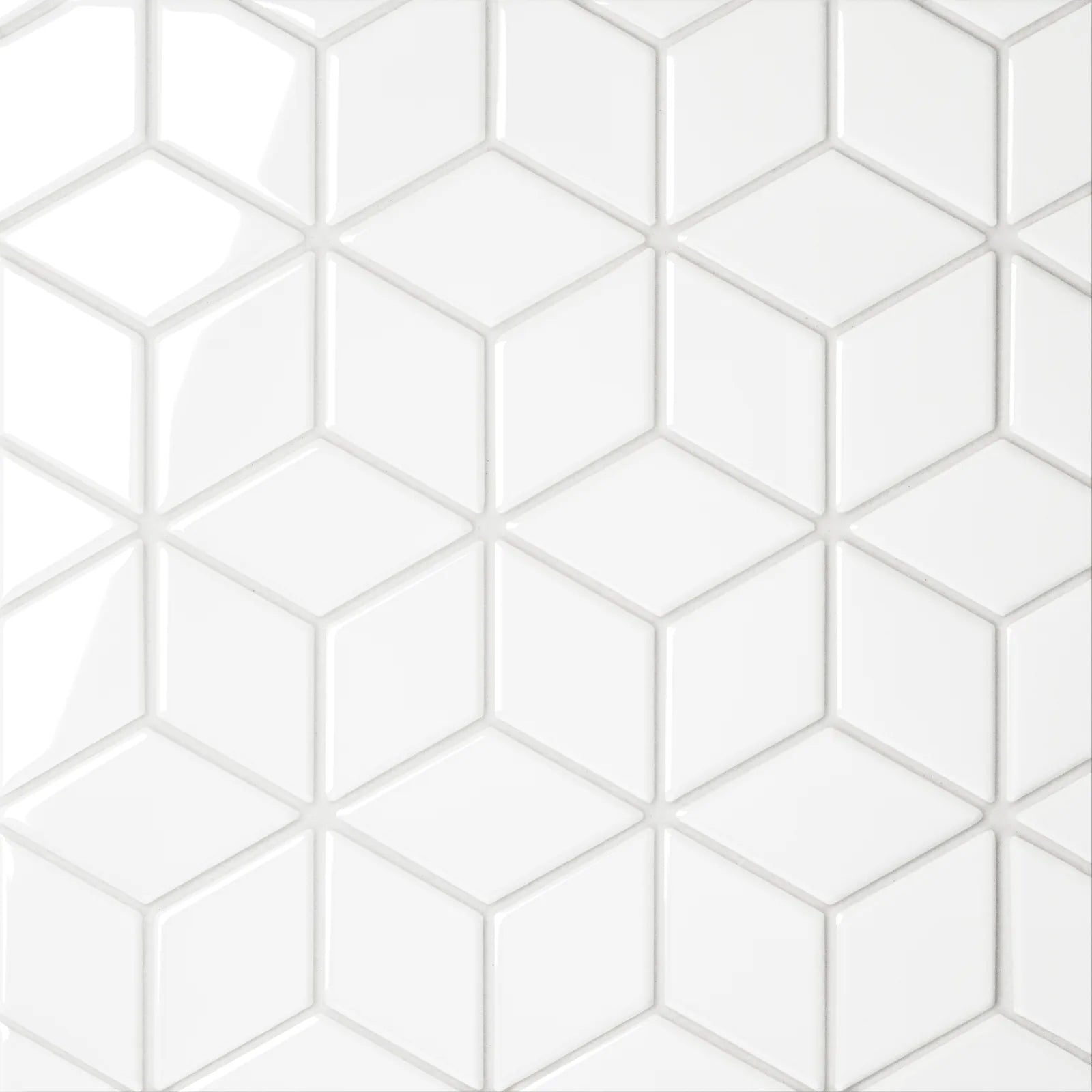 Bedrosians Le Cafe Collection White Diamond (2" x 3" Pieces) 10.75" x 12.25" Glossy Porcelain Mosaic Tile