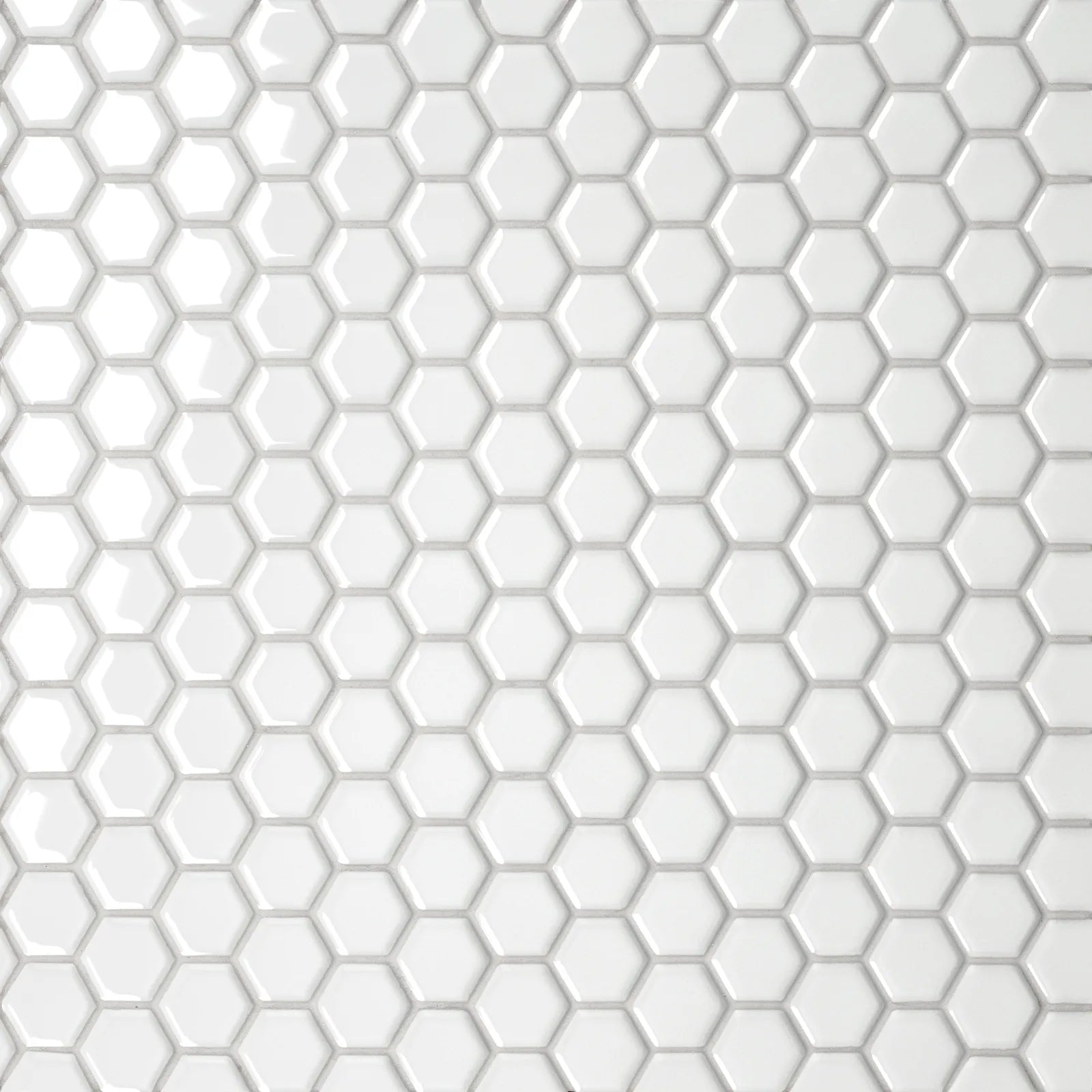 Bedrosians Le Cafe Collection White Hexagon (1" x 1" Pieces) 10.25" x 12.75" Glossy Porcelain Mosaic Tile