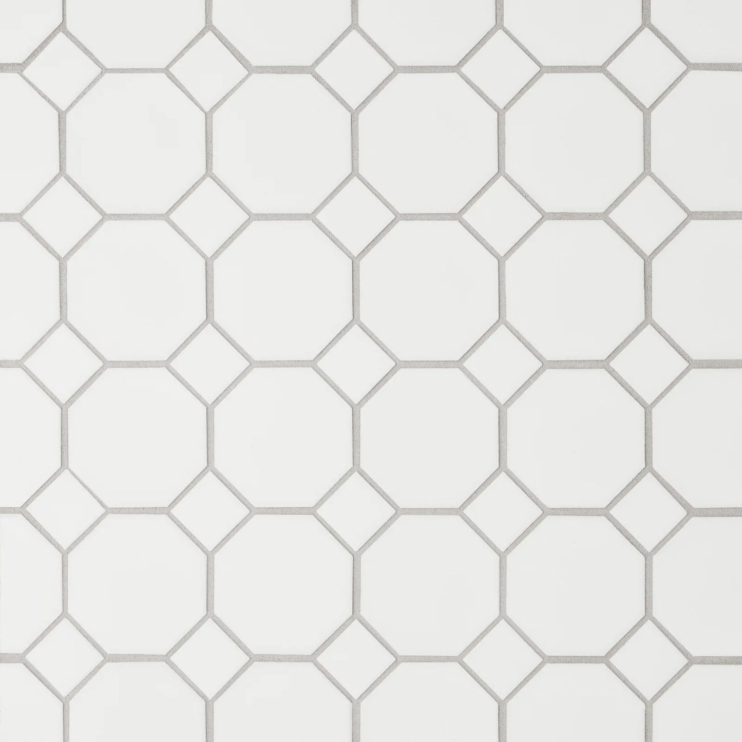 Bedrosians Le Cafe Collection White Octagon (2" x 2" Pieces) 11.75" x 11.75" Matte Porcelain Mosaic Tile