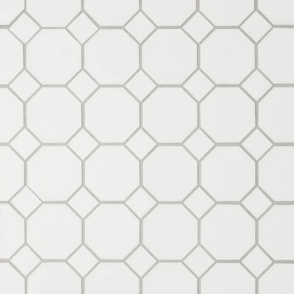 Bedrosians Le Cafe Collection White Octagon (2" x 2" Pieces) 11.75" x 11.75" Matte Porcelain Mosaic Tile