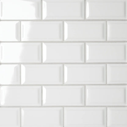 Bedrosians Le Cafe Collection White Subway (2" x 4" Pieces) 11.5" x 11.75" Glossy Porcelain Mosaic Tile