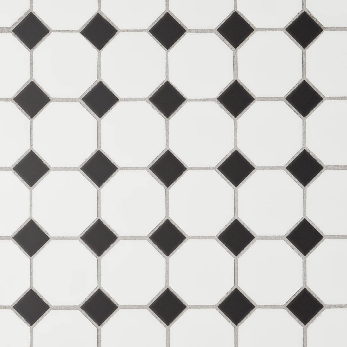 Bedrosians Le Cafe Collection White With Black Dot Octagon (2" x 2" Pieces) 11.75" x 11.75" Matte Porcelain Mosaic Tile