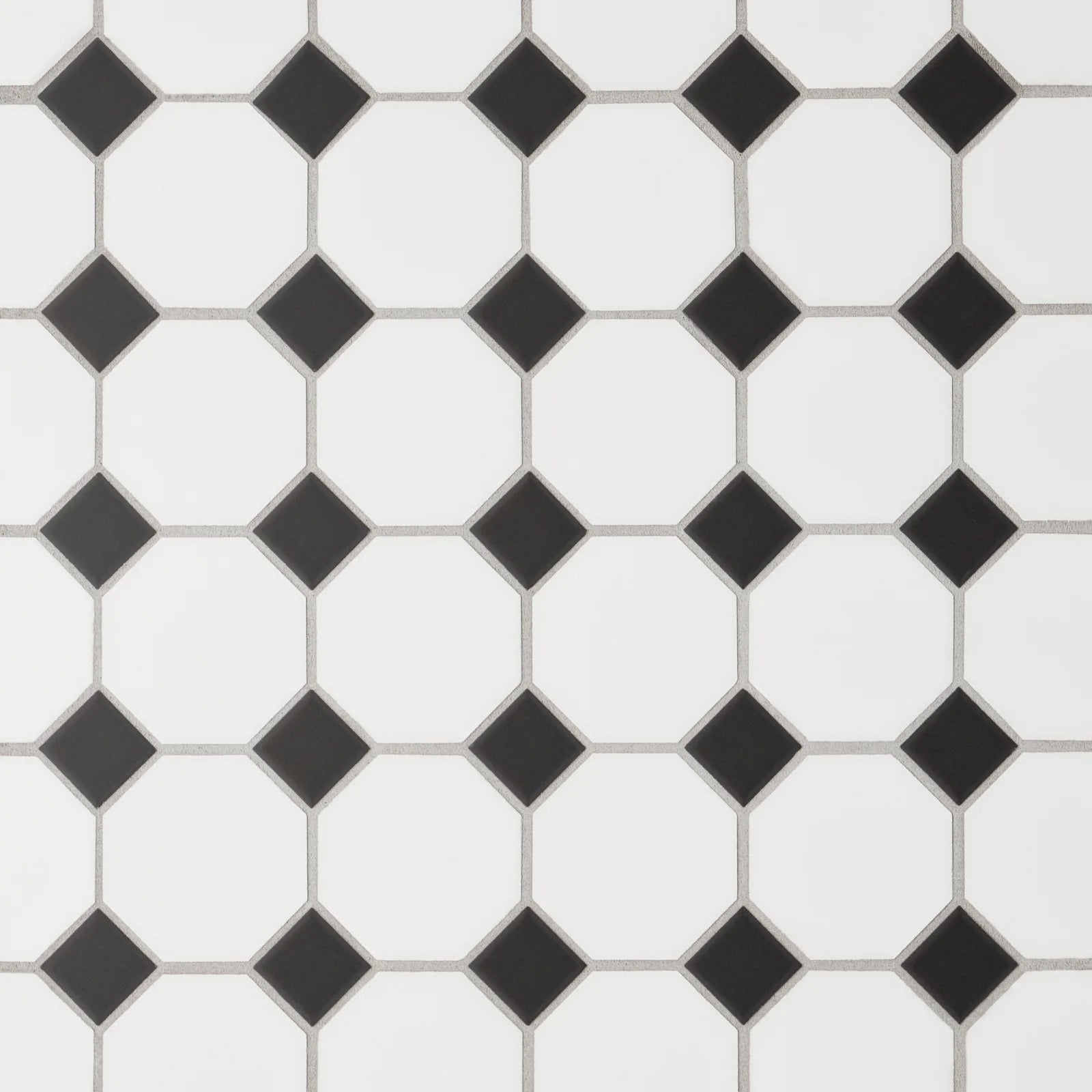 Bedrosians Le Cafe Collection White With Black Dot Octagon (2" x 2" Pieces) 11.75" x 11.75" Matte Porcelain Mosaic Tile