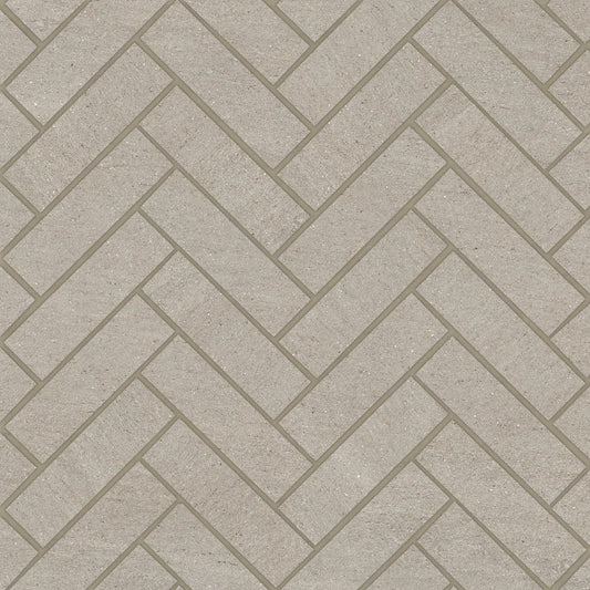 Bedrosians Magnifica Collection Basalt Sand (1" x 4" Pieces) 10.75" x 11.5" Honed Herringbone Porcelain Mosaic Tile