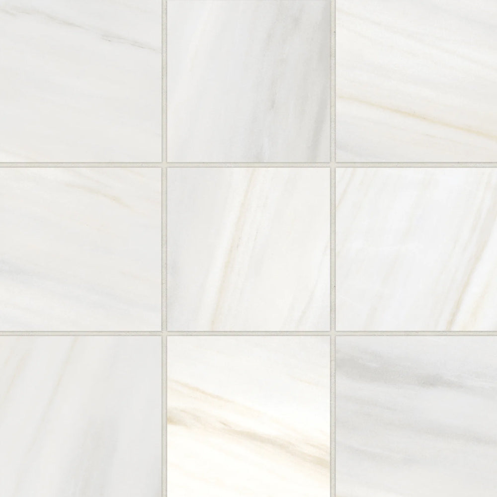 Bedrosians Magnifica Collection Bianco Lasa (4" x 4" Pieces) 11.5" x 11.5" Honed Porcelain Mosaic Tile