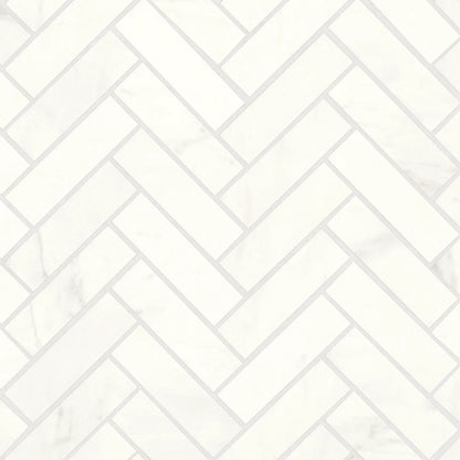 Bedrosians Magnifica Collection Luxe White (1" x 4" Pieces) 10.75" x 11.5" Honed Herringbone Porcelain Mosaic Tile