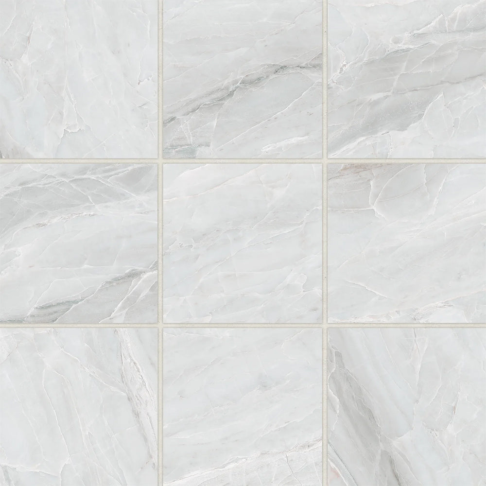 Bedrosians Magnifica Collection Pietra Bianca (4" x 4" Pieces) 11.5" x 11.5" Honed Porcelain Mosaic Tile