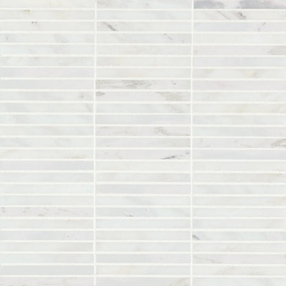 Bedrosians Monet Brick Collection Oriental White 11.75" x 12" Honed Marble Mosaic Tile