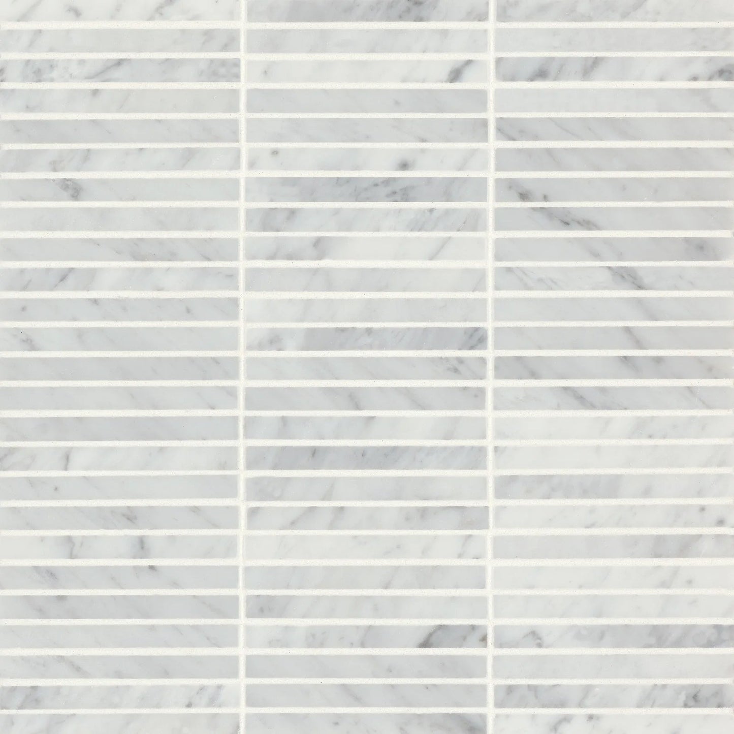 Bedrosians Monet Brick Collection White Carrara 11.75" x 12" Honed Marble Mosaic Tile