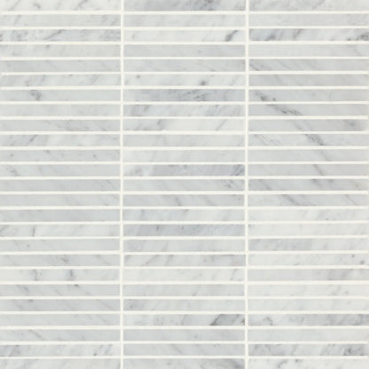 Bedrosians Monet Brick Collection White Carrara 11.75" x 12" Honed Marble Mosaic Tile