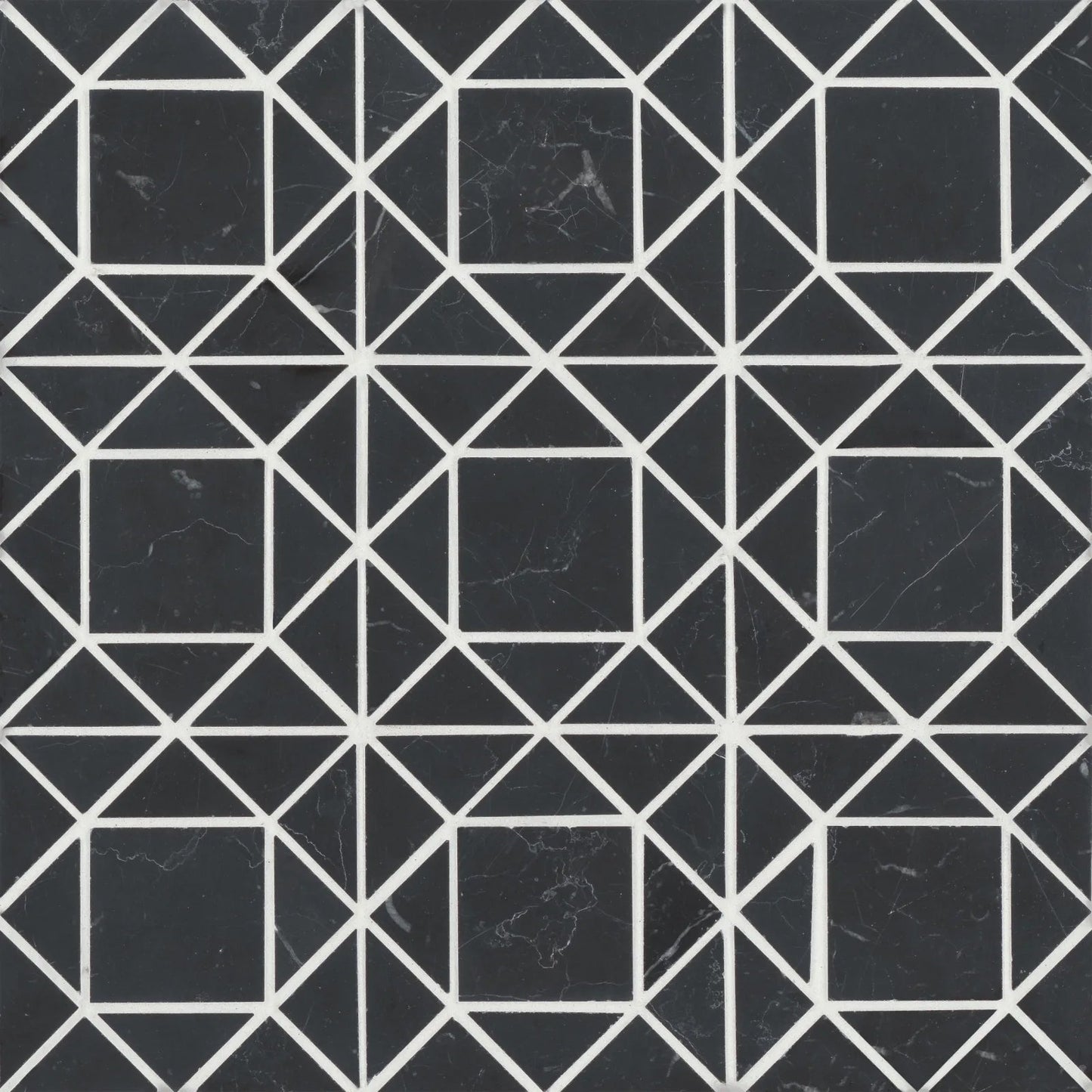 Bedrosians Monet Collection Nero Marquina 11.75" x 11.75" Honed Marble Mosaic Tile