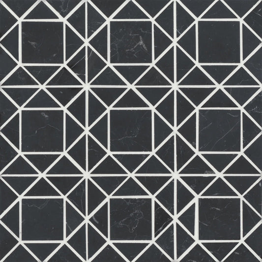 Bedrosians Monet Collection Nero Marquina 11.75" x 11.75" Honed Marble Mosaic Tile