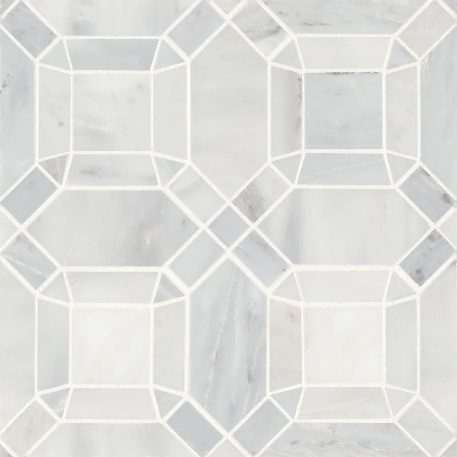 Bedrosians Monet Collection Oriental White 11.25" x 11.25" Honed Marble Mosaic Tile