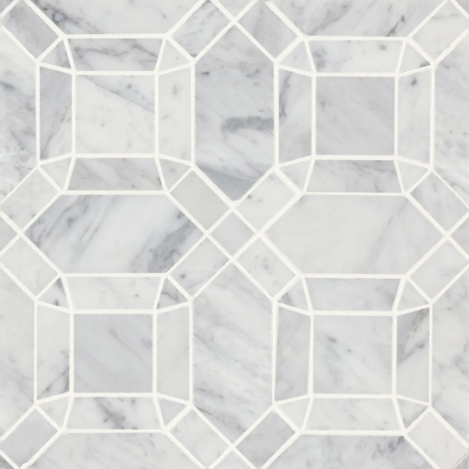 Bedrosians Monet Collection White Carrara 11.25" x 11.25" Honed Marble Mosaic Tile