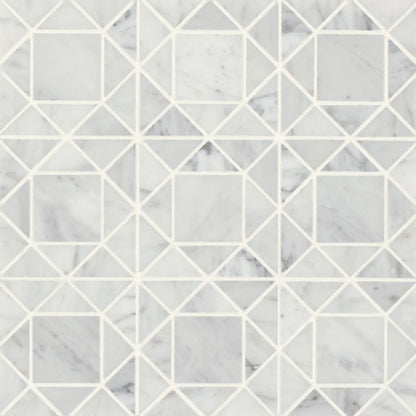 Bedrosians Monet Collection White Carrara 11.75" x 11.75" Honed Marble Mosaic Tile