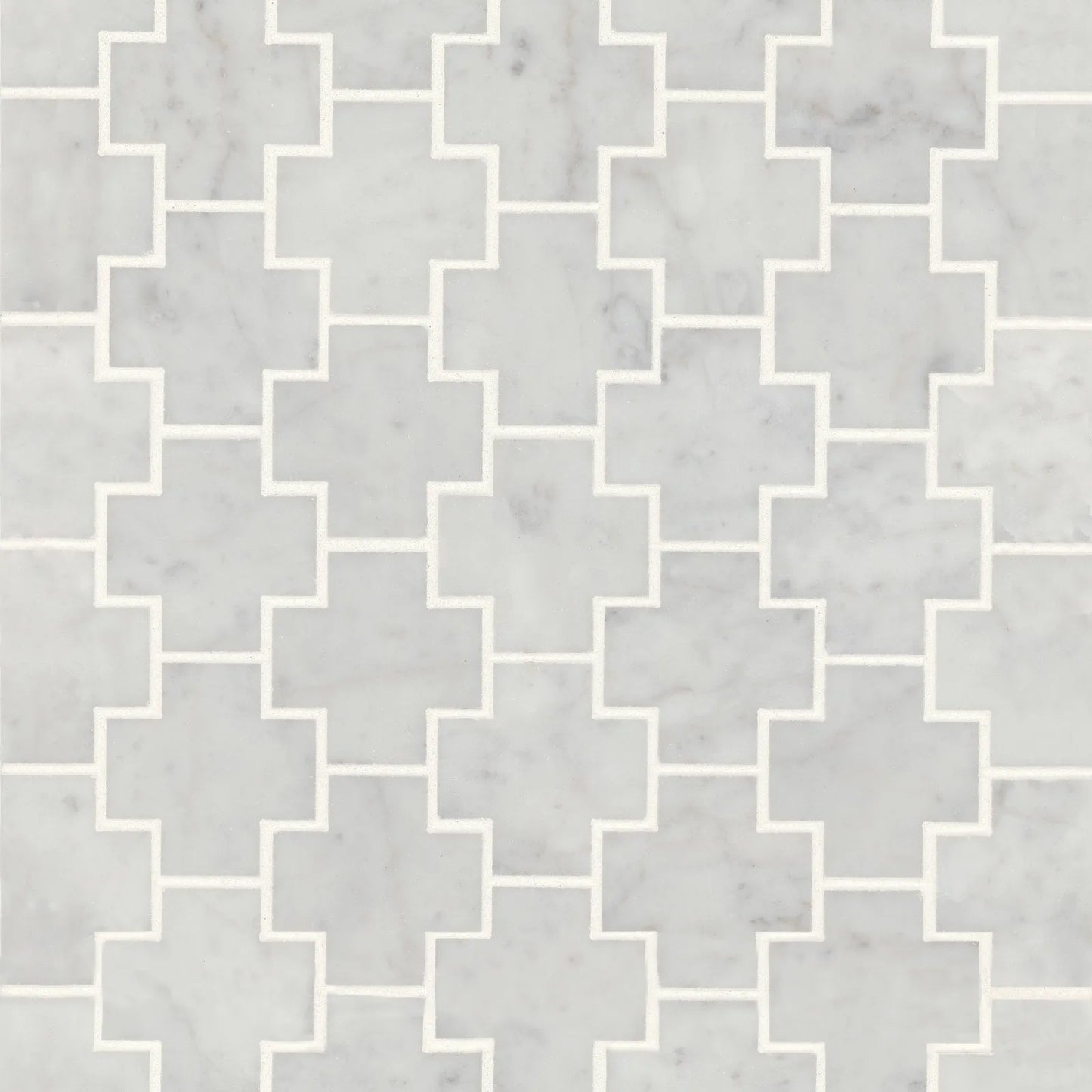 Bedrosians Monet Cross Collection White Carrara 11" x 12.25" Honed Marble Mosaic Tile