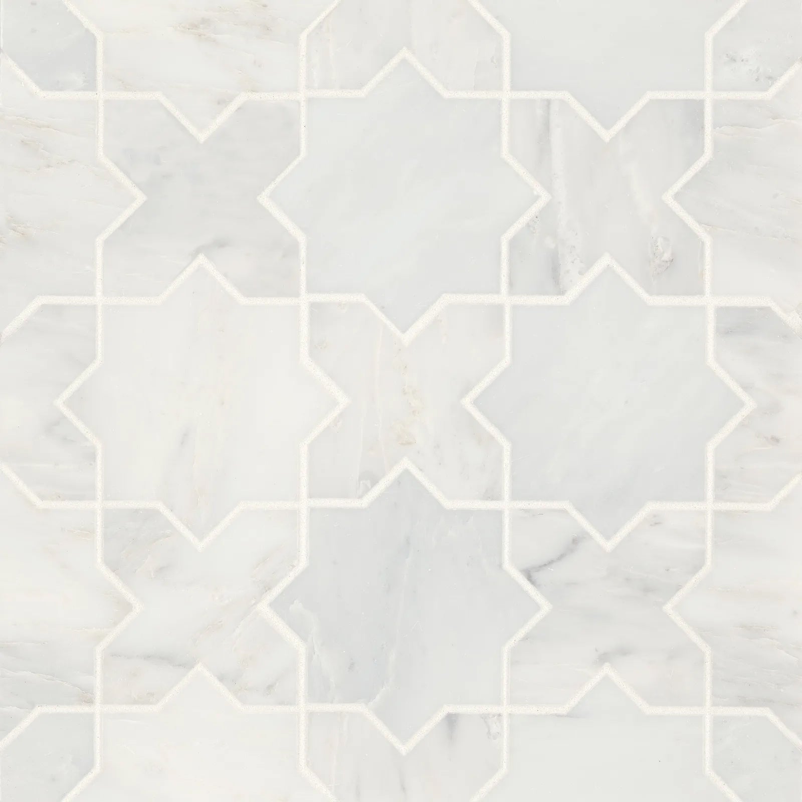 Bedrosians Monet Cross & Star Collection Oriental White 12.25" x 12.25" Honed Marble Mosaic Tile